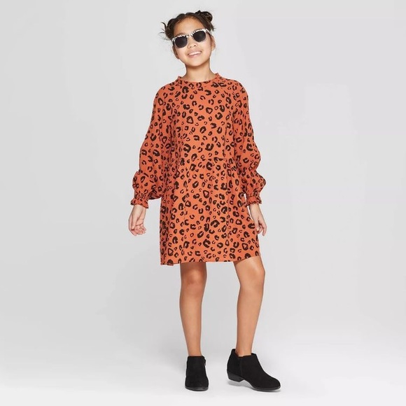 Target Art Class Girls' Long Sleeve Tiered Dress - art class Brown - Picture 2 of 12